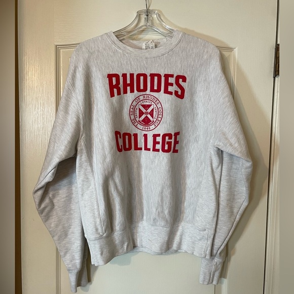 Champion Vintage 90s Rhodes College Reverse Weave Crewneck Sweatshirt Size M Red - Picture 1 of 7